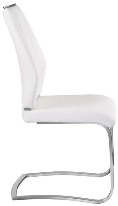 Lexington Side Chair in White and Brushed Stainless Steel - Set of 2