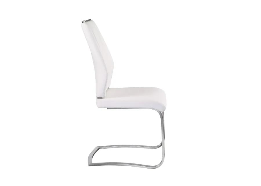 Lexington Side Chair in White and Brushed Stainless Steel - Set of 2