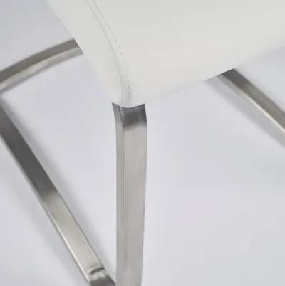 Lexington Side Chair in White and Brushed Stainless Steel - Set of 2