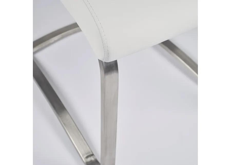 Lexington Side Chair in White and Brushed Stainless Steel - Set of 2