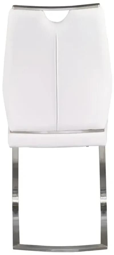 Lexington Side Chair in White and Brushed Stainless Steel - Set of 2