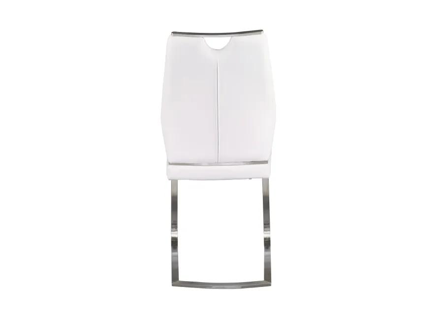 Lexington Side Chair in White and Brushed Stainless Steel - Set of 2