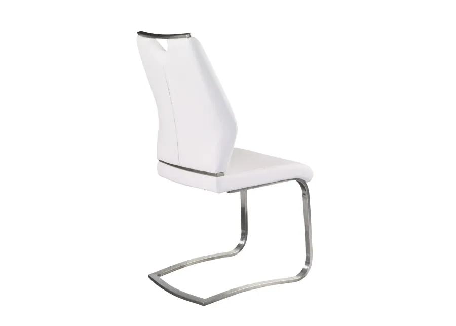 Lexington Side Chair in White and Brushed Stainless Steel - Set of 2