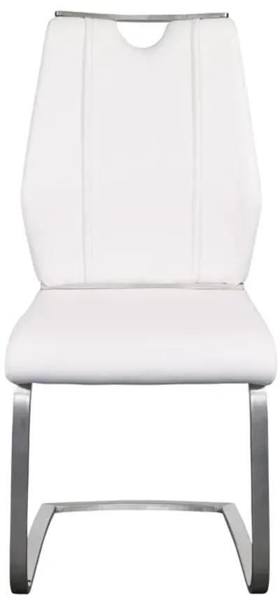 Lexington Side Chair in White and Brushed Stainless Steel - Set of 2