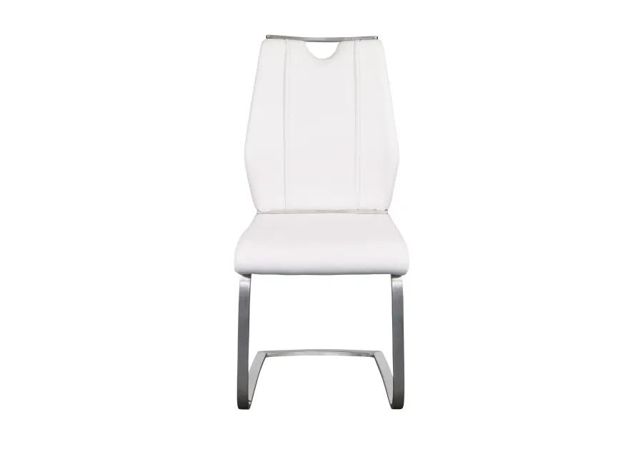 Lexington Side Chair in White and Brushed Stainless Steel - Set of 2