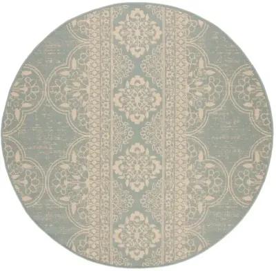 LINDEN 174 Collection LND174L-6R Cream / Aqua 6'-7" X 6'-7" Round