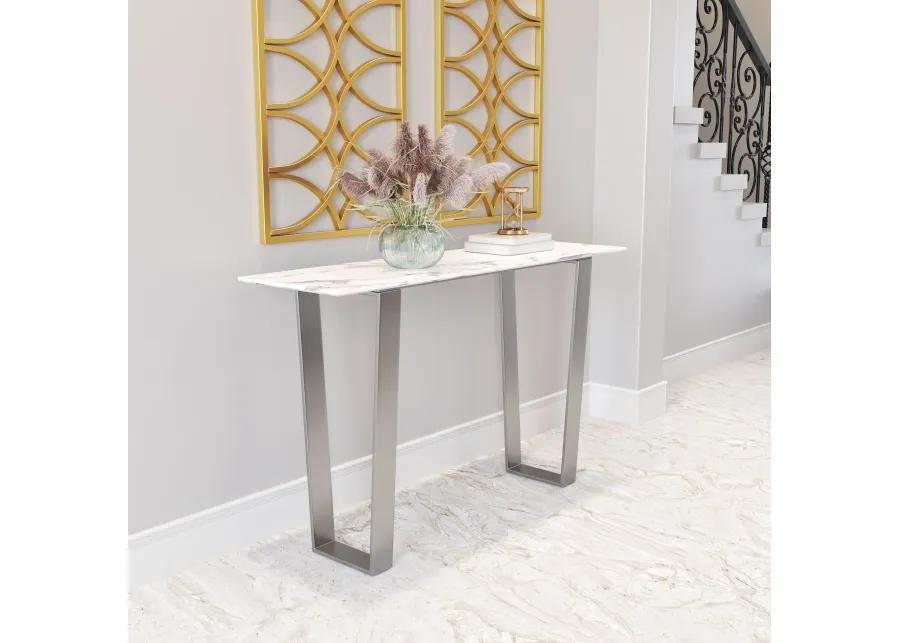 Atlas Console Table White & Silver