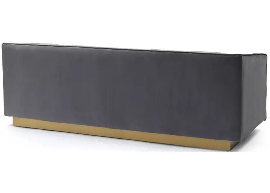 Miranda Dark Gray Velvet and Gold Sofa