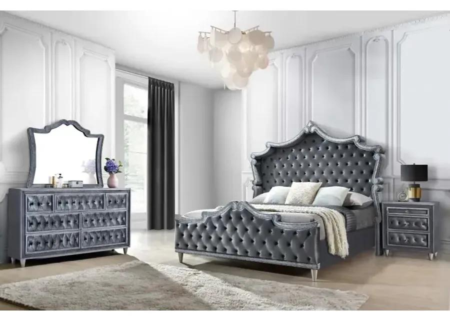 Antonella 4-Piece Queen Upholstered Tufted Bedroom Set Grey