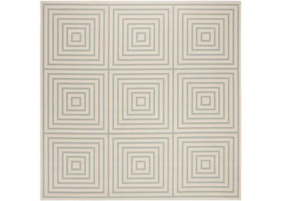 LINDEN 123 Collection LND123L-6SQ Cream / Aqua 6'-7" X 6'-7" Square