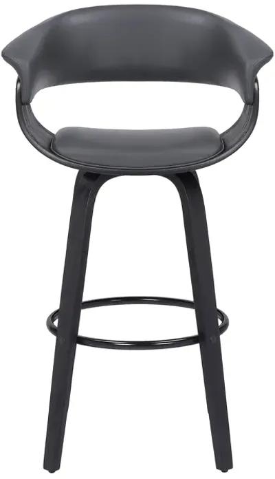 Julyssa 26" Counter Height Swivel Grey Faux Leather and Black Wood Bar Stool