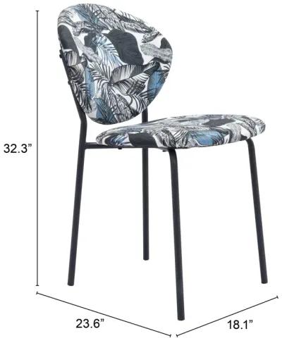 Clyde Dining Chair (Set of 2) Leaf Print & Black