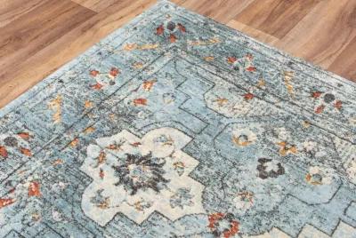 Premier Blue Distressed Classical NZ Wool/Tencel Blend 2' x 3'  Rectangle Rug