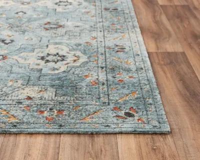 Premier Blue Distressed Classical NZ Wool/Tencel Blend 2' x 3'  Rectangle Rug