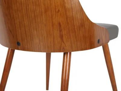 Lily Mid-Century Dining Chair in Walnut Finish and Gray Faux Leather