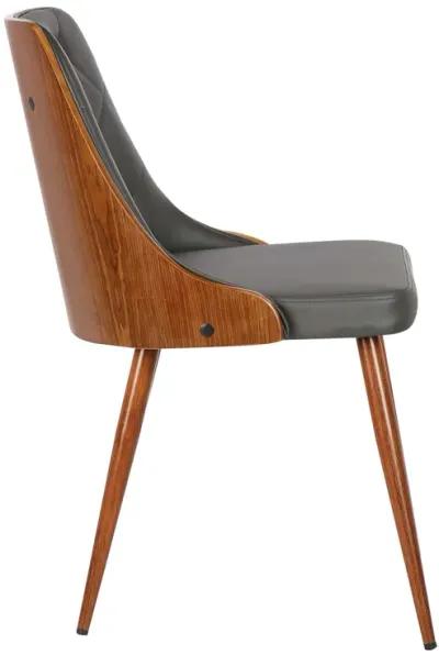 Lily Mid-Century Dining Chair in Walnut Finish and Gray Faux Leather