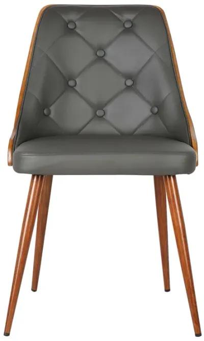 Lily Mid-Century Dining Chair in Walnut Finish and Gray Faux Leather