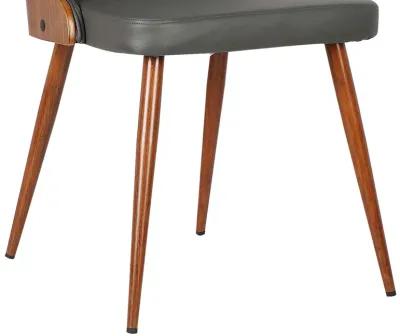 Lily Mid-Century Dining Chair in Walnut Finish and Gray Faux Leather