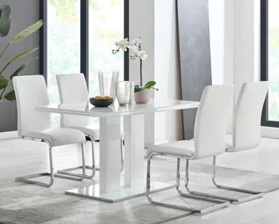 Amanda Contemporary Side Chair in White Faux Leather and Chrome Finish - Set of 2