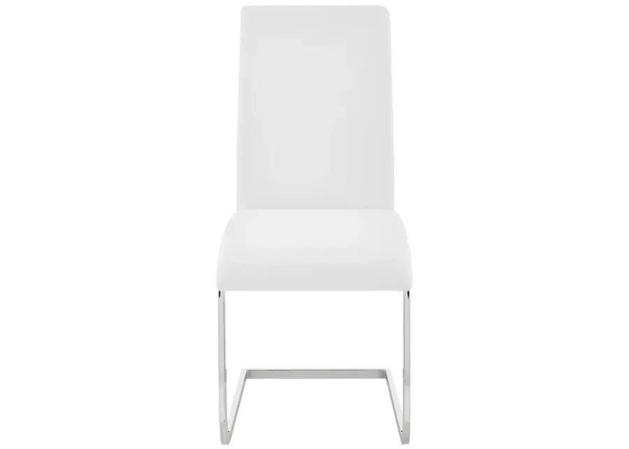 Amanda Contemporary Side Chair in White Faux Leather and Chrome Finish - Set of 2