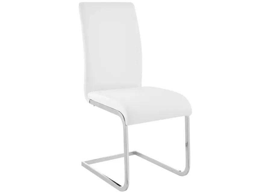 Amanda Contemporary Side Chair in White Faux Leather and Chrome Finish - Set of 2