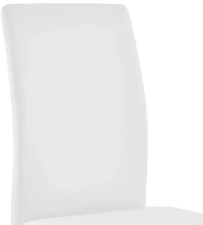 Amanda Contemporary Side Chair in White Faux Leather and Chrome Finish - Set of 2