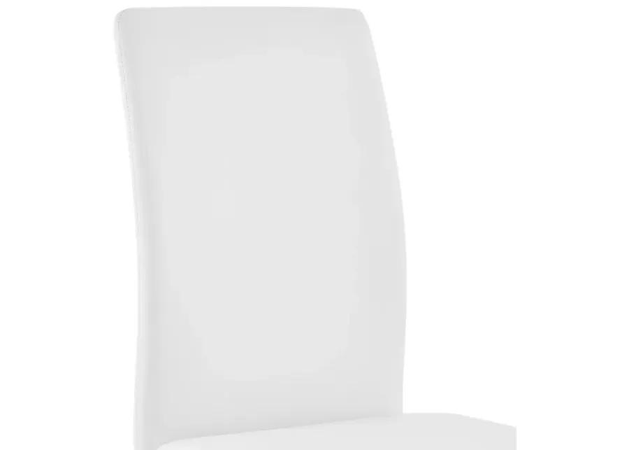 Amanda Contemporary Side Chair in White Faux Leather and Chrome Finish - Set of 2