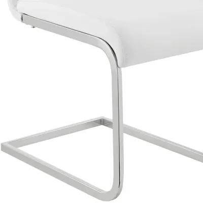 Amanda Contemporary Side Chair in White Faux Leather and Chrome Finish - Set of 2