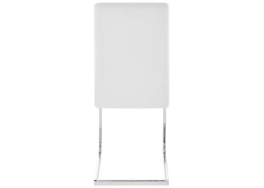 Amanda Contemporary Side Chair in White Faux Leather and Chrome Finish - Set of 2