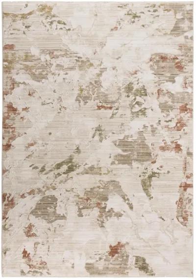 Iconic Ivory Abstract Polyester/Propylene 3'11" x 5'6" Rectangle Rug