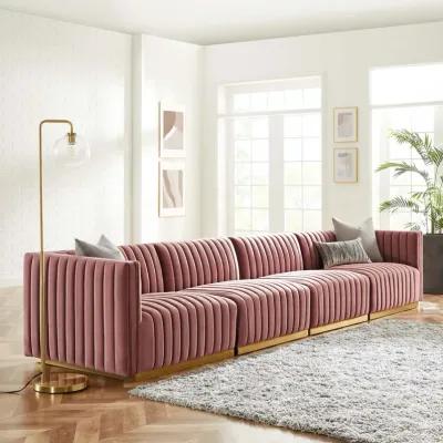 Conjure Channel Tufted Performance Velvet 4-Piece Sofa