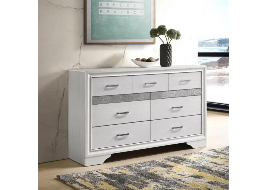 Miranda 7-drawer Dresser White and Rhinestone