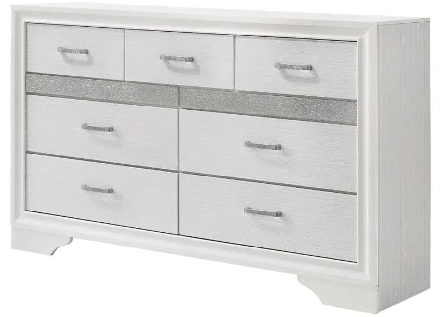 Miranda 7-drawer Dresser White and Rhinestone