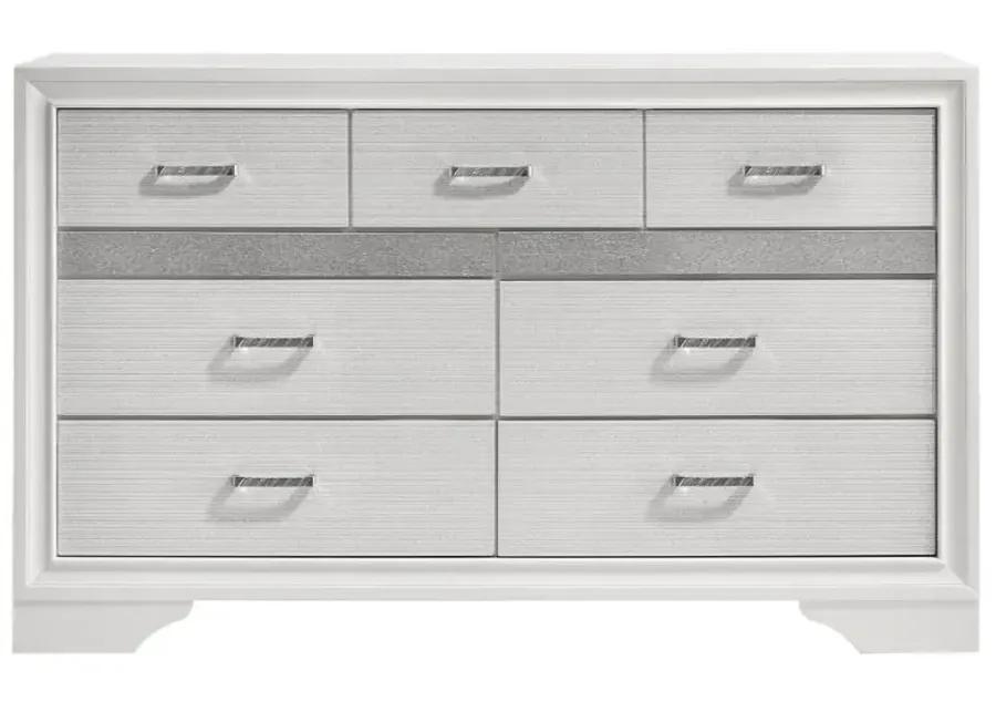 Miranda 7-drawer Dresser White and Rhinestone