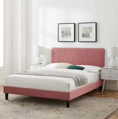 Phillipa Performance Velvet Queen Platform Bed