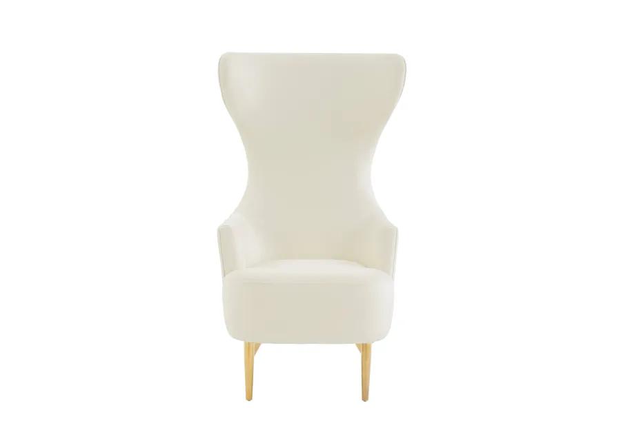 Julia Cream Velvet Channel Tufted Wingback Chair