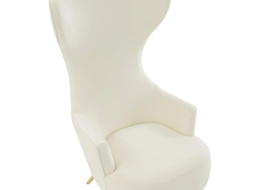 Julia Cream Velvet Channel Tufted Wingback Chair