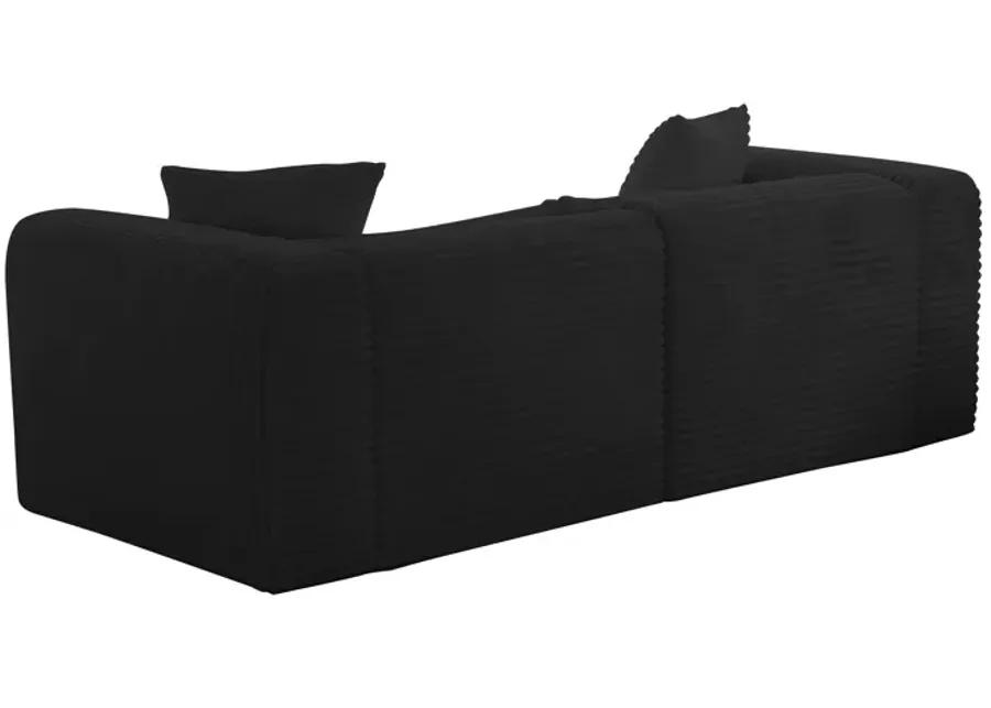 Tarra Fluffy Oversized Black Corduroy Modular Loveseat