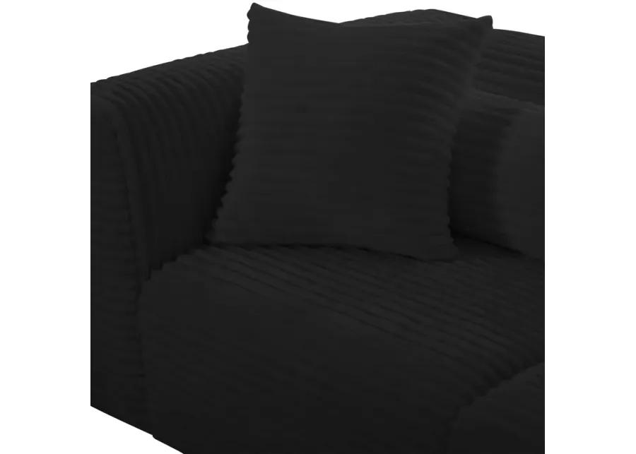 Tarra Fluffy Oversized Black Corduroy Modular Loveseat