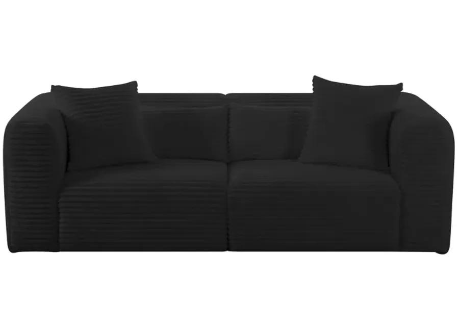 Tarra Fluffy Oversized Black Corduroy Modular Loveseat