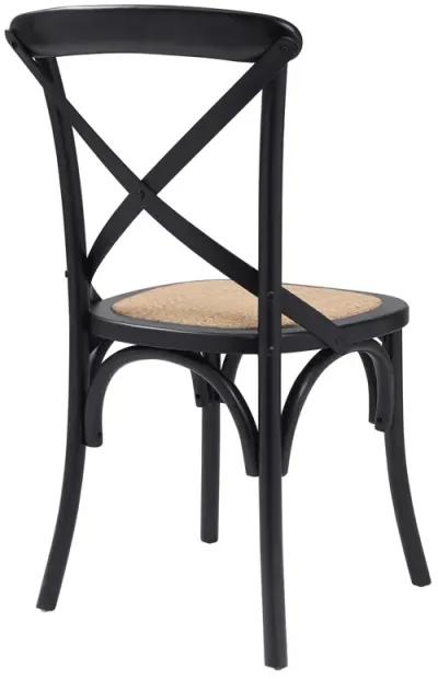 Neyo Side Chair in Black with Natural Rattan Seat - Set of 2