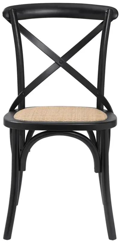 Neyo Side Chair in Black with Natural Rattan Seat - Set of 2