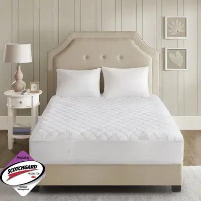 Beautyrest Heated Microfiber White Heated Mattress Pad with 3M Scotchgard