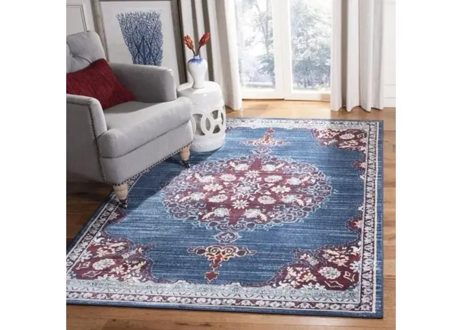 Brentwood 867 Navy / Burgundy 4' X 6' Small Rectangle Powerloomed Rug