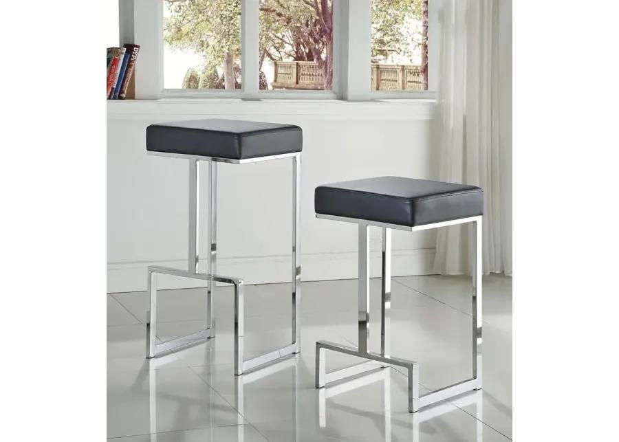 Gervase Square Bar Stool Black and Chrome