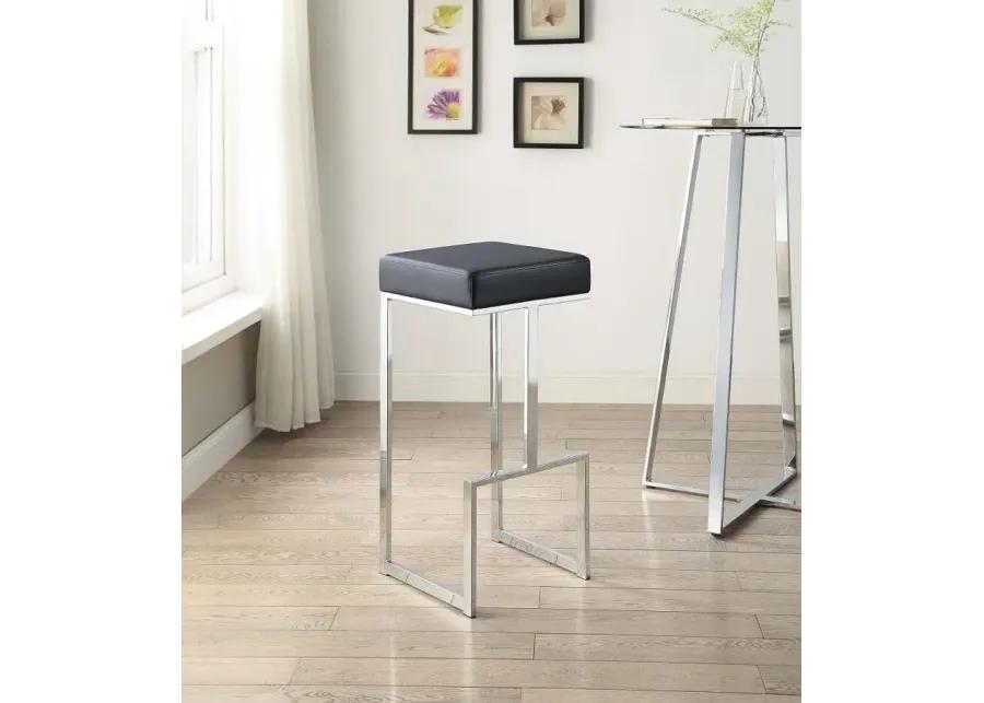 Gervase Square Bar Stool Black and Chrome