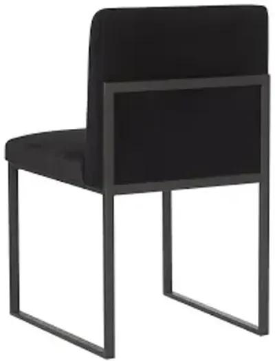 frozen dining chair, black velvet fabric, matte black metal frame