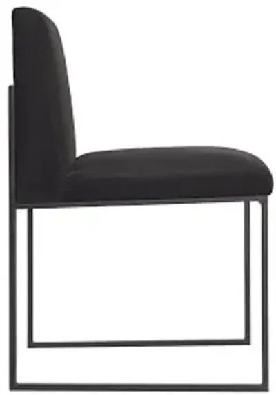 frozen dining chair, black velvet fabric, matte black metal frame