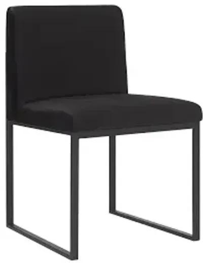 frozen dining chair, black velvet fabric, matte black metal frame