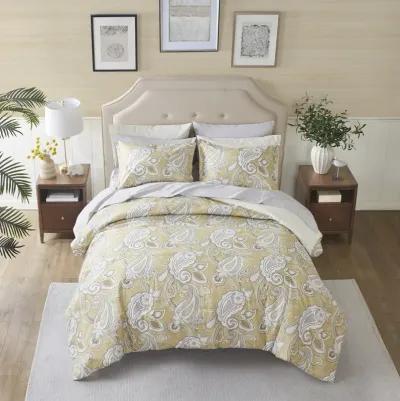 Madison Park Essentials Gracelyn Wheat Paisley Print 9 Piece Comforter Set with Sheets